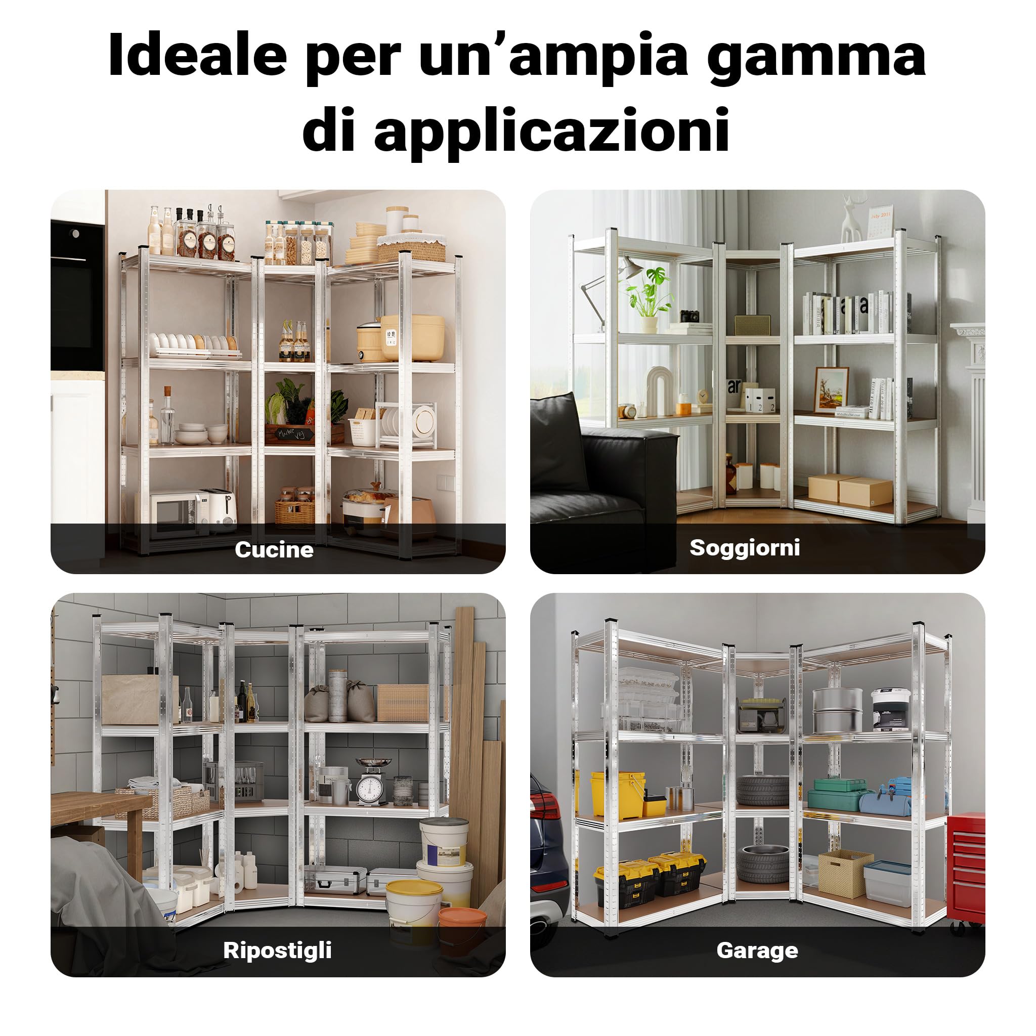 Wiltec Scaffale ad angolo per carichi pesanti Scaffalatura a incastro per cantina officina