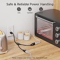 Vista 4 de Cable Matters Paquete de 2 cables divisor de alimentación de 2 salidas - 1.2 pies, divisor de cable de alimentación Y NEMA 5-15P a NEMA 5-15R