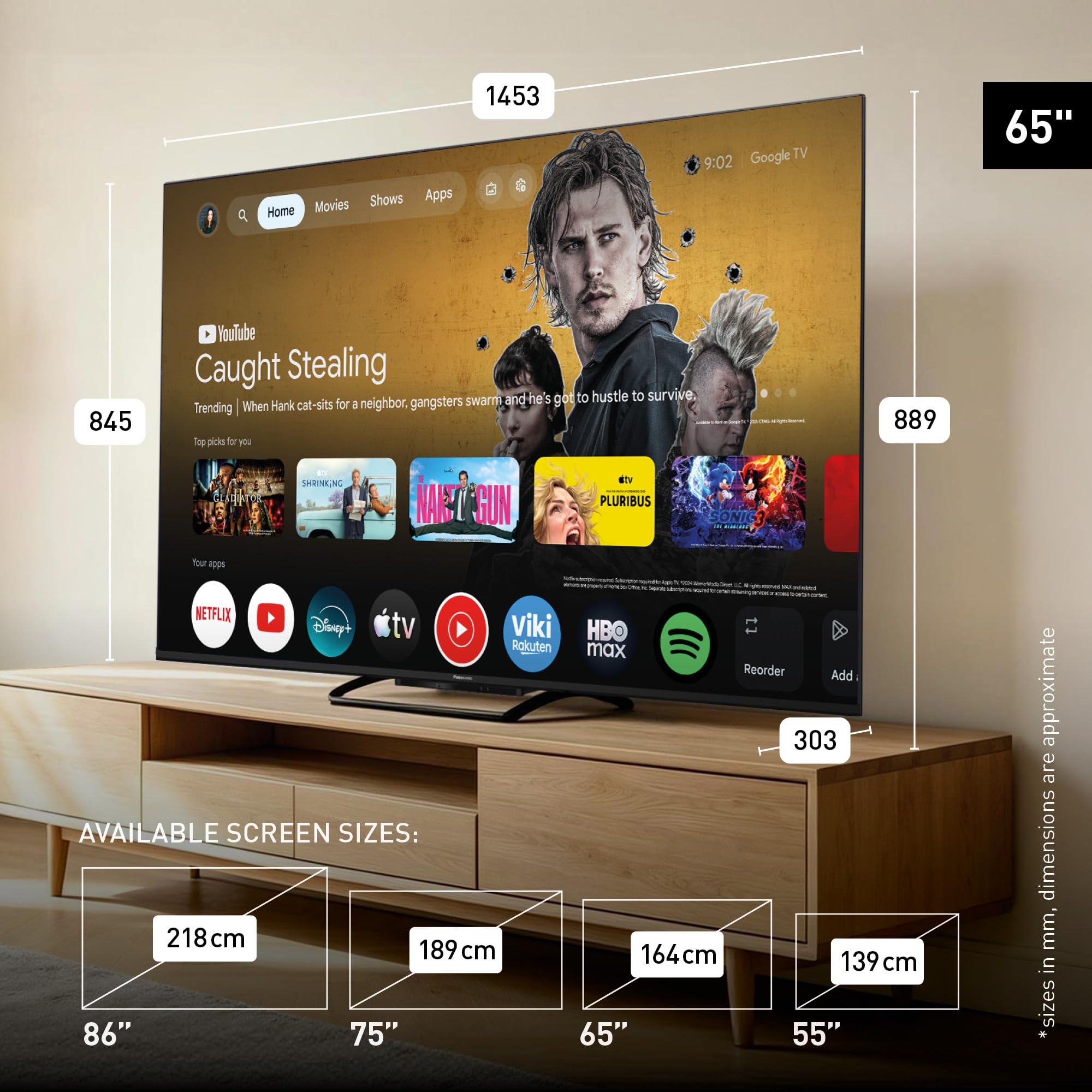 Panasonic TN-65W95C, 4K UHD QD-Mini LED TV, Glare Free Ultra, Google TV | AI 4K Colour Engine Ultra,Theater Surround 360, Google Assistant, Game Mode Extreme 144Hz, 65'' (164cm) , W95C Serie, 2026