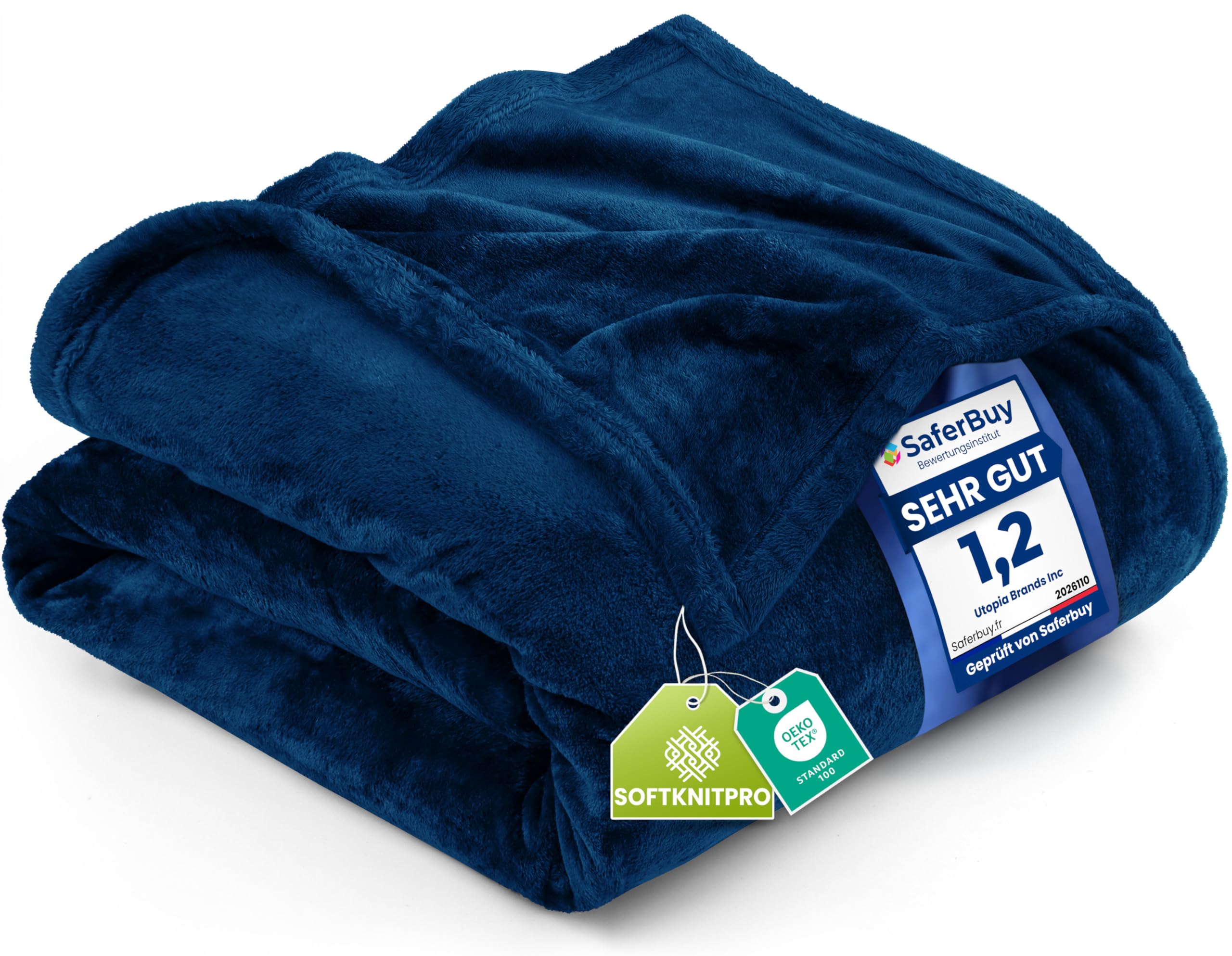 Utopia Bedding Kuscheldecke flauschig Fleecedecke [200x150 cm, Marine] leichte, Warm Winter Decke, Weich und atmungsaktive Decke für Bett Sofa und Couch