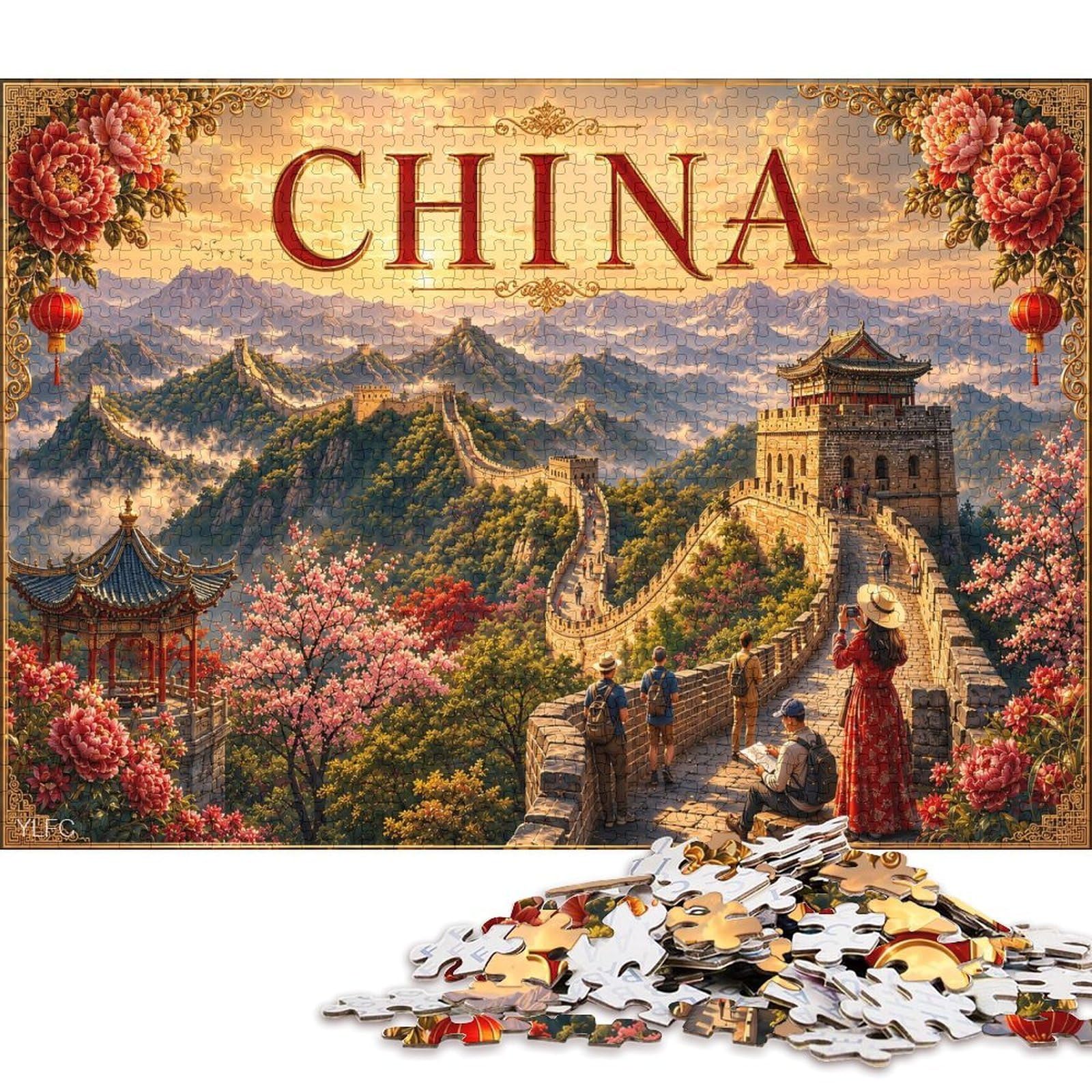 Great Wall of China Theme 300 Piece Wooden Jigsaw Puzzle,Adults & Kids 14+,Home Wall Decor,Gift Idea,Impossible Challenge,Wood,Educational Toy,Stress Relief (40x28cm)