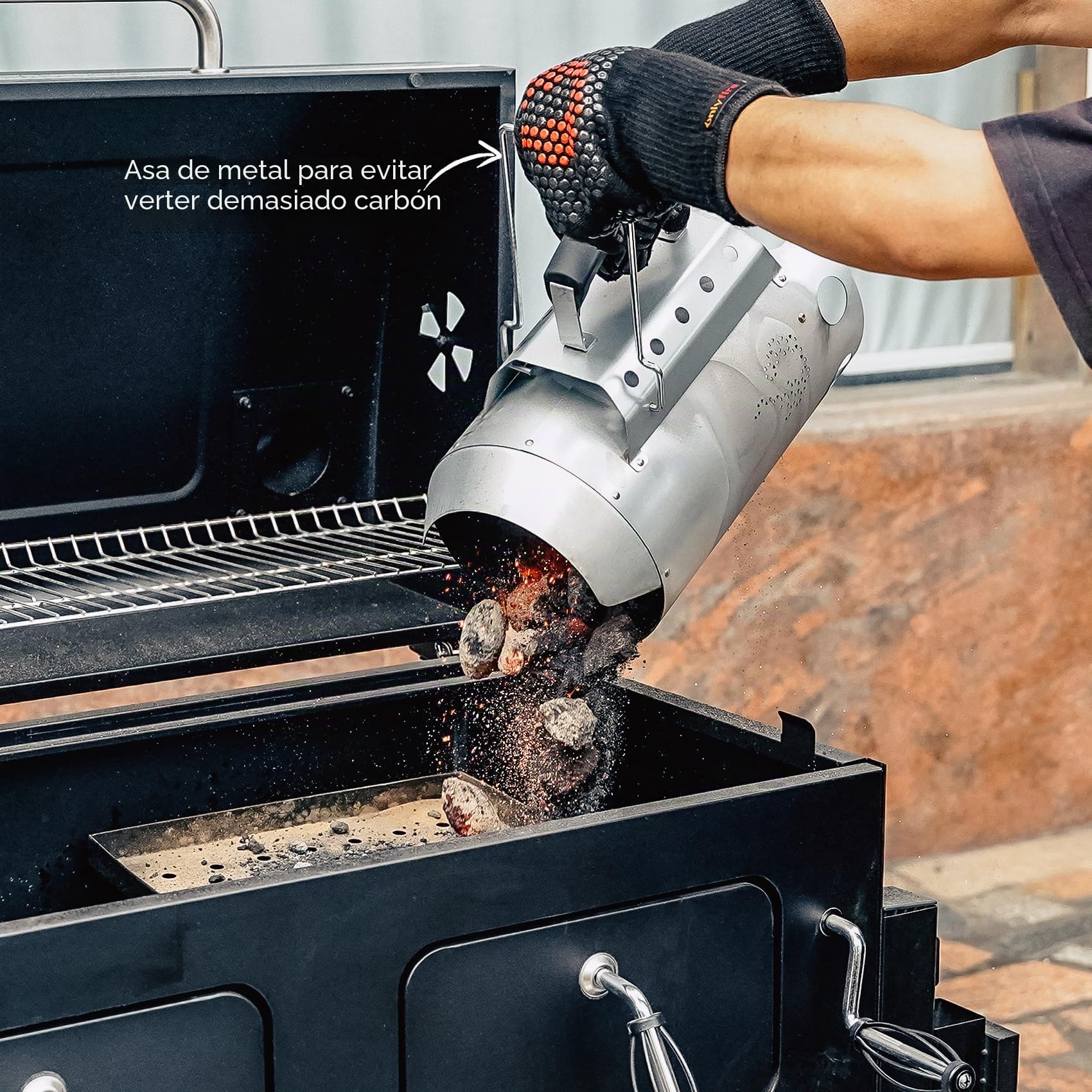 onlyfire Chimenea para Encender Barbacoa, Extra Grande Chimenea Barbacoa 34,5cm de Altura, Ø 19cm Chimenea Redonda para Barbacoa de Carbón, Briquetas, Encendedor Carbon de Acero Galvanizado