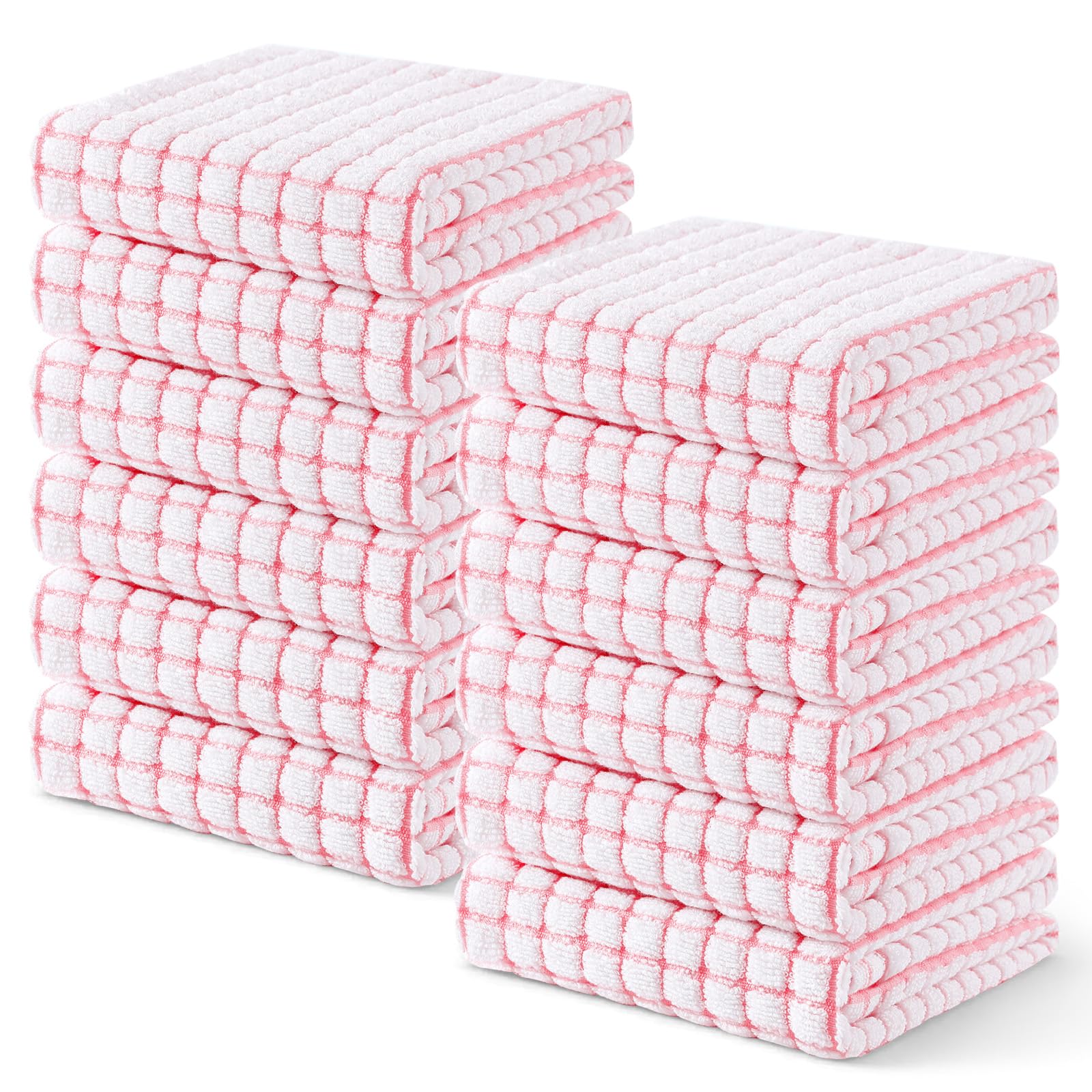 Homaxy Frottee-Küchentücher, 40,6 x 63,5 cm, Rosa, 12 Stück