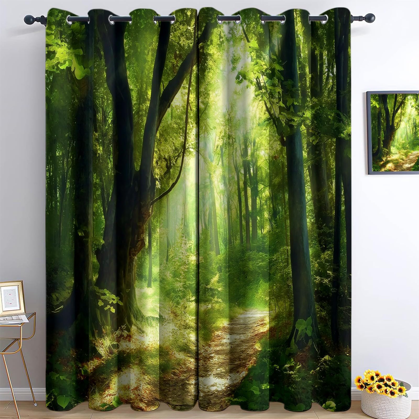 Rideaux occultants forêt L140xH245 cm pour salon et chambre d'enfant