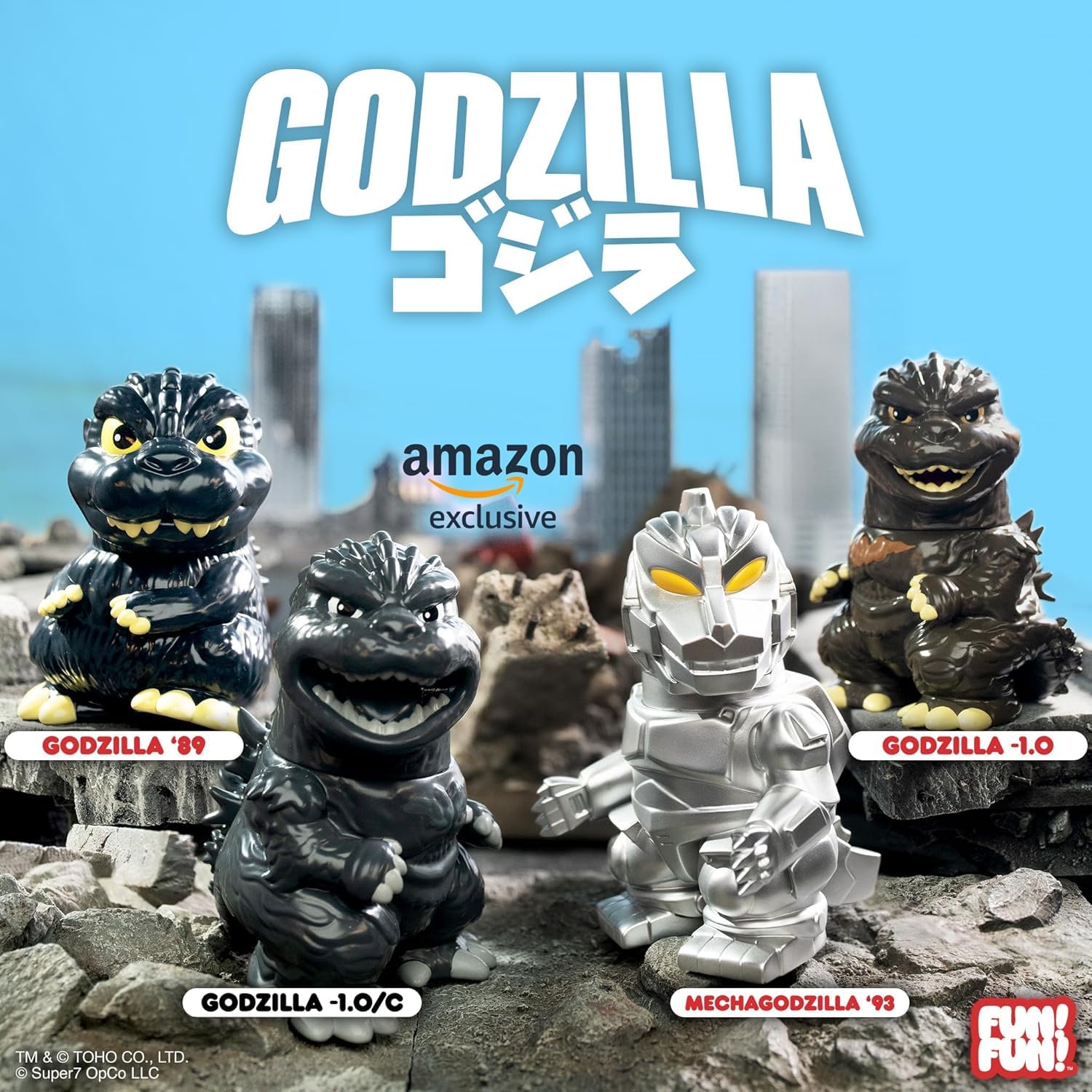 SUPER7 TOHO FUN! FUN! ゴジラ 1989 & 1995 Amazon.com: Super7 Fun! Fun! Toho Godzilla Minus One (Grayscale