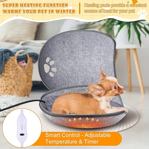 Miniatura 3 de Cama térmica para gatos, cueva climatizada para gatos, cama térmica más cálida para mascotas con calentador impermeable extraíble para gatitos y