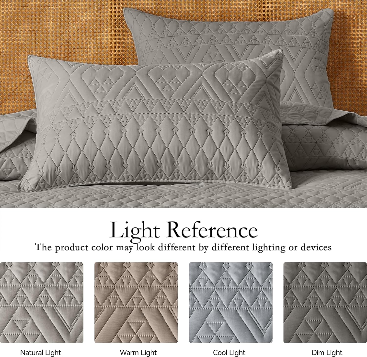 akkialla Twin Size Quilt Bedding Set,Dark Grey Lightweight Microfiber Soft Bedspreads,Modern Style Geoetric Pattern Coverlet Set for All Seasons,2 Piece(1 Quilt,1Pillow Sham) - Image 5