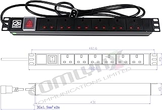 19" 6 Way UK Power Distribution Unit + IEC C14 UPS PLUG Mains Extension PDU Rack