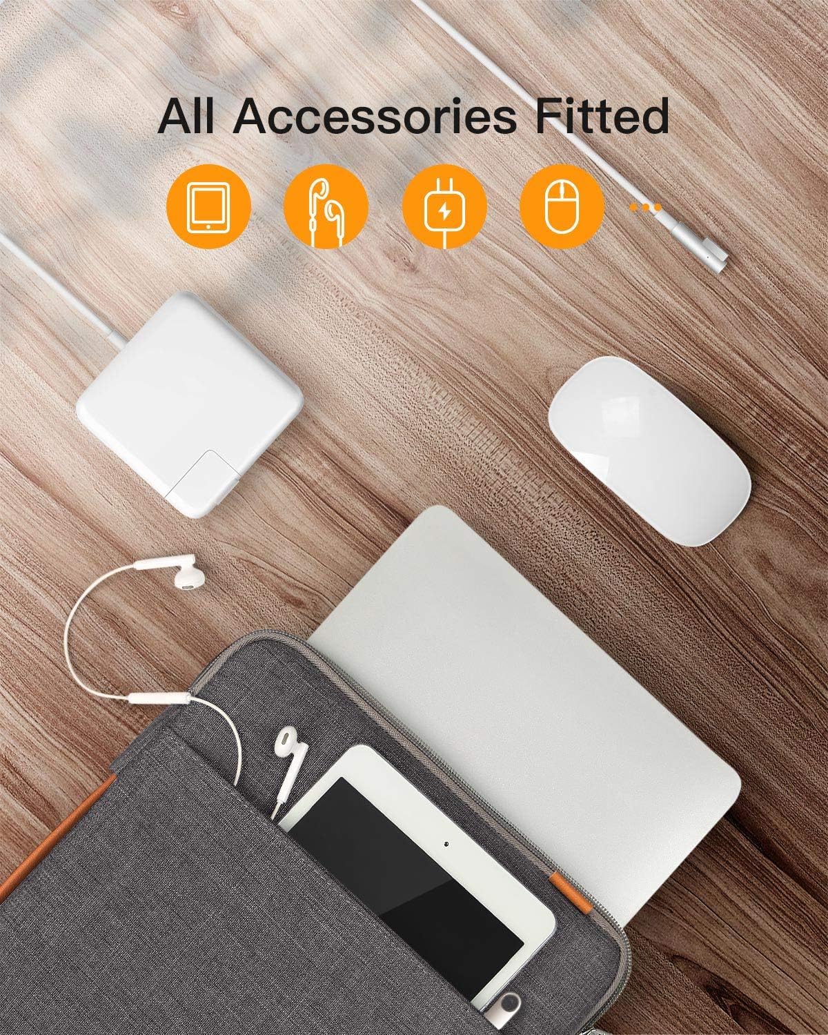 Inateck 360° 13-13.6 Pollici Borsa Porta Pc Compatibile con Macbook Air 13 M4 2025, M3/M2/M1 2012-2024, MacBook Pro 13 2012-2022, MacBook Pro 14 M5/M4/M3/M2/M1 Pro/Max 2025-2021