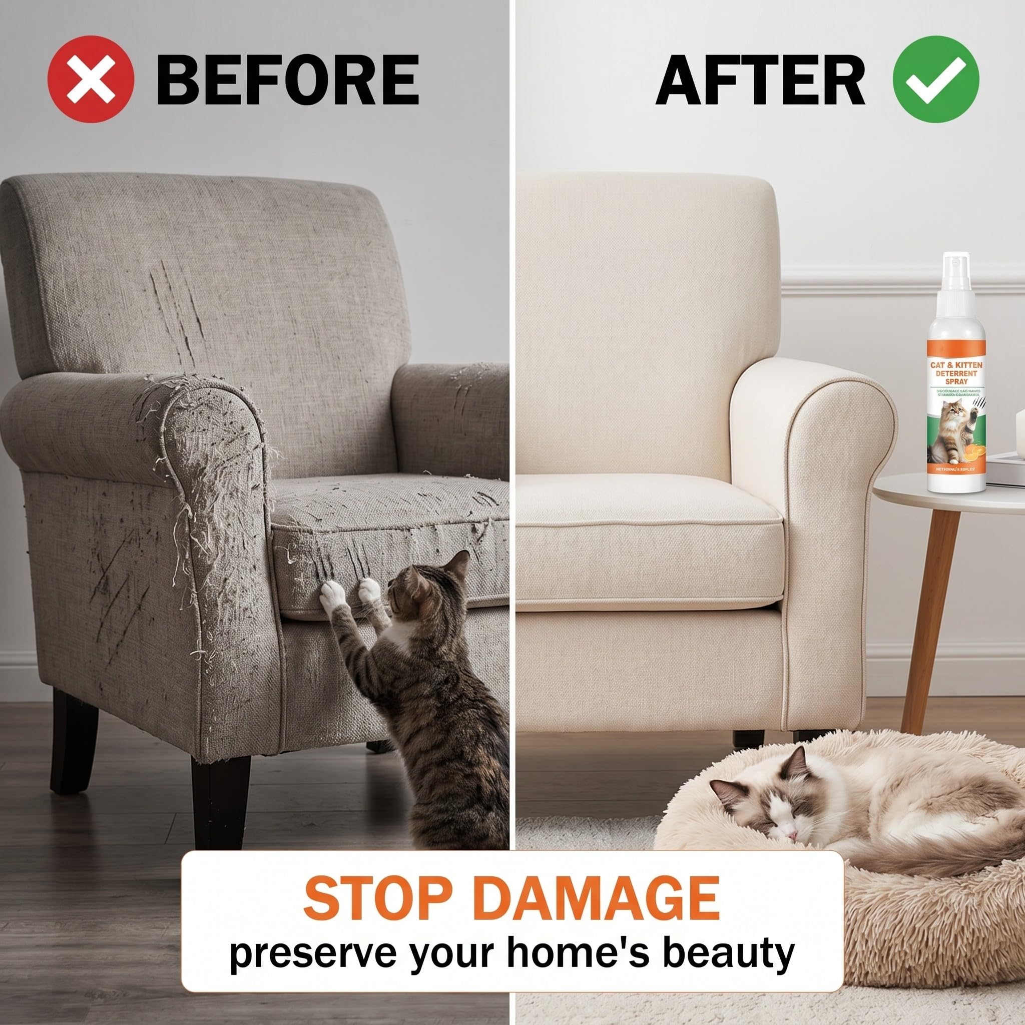 Spray Repellente per Gatti Naturale Anti Graffio Deterrente per interni ed esterni sicuro ed efficace protegge mobili divani tappeti e aree riservate