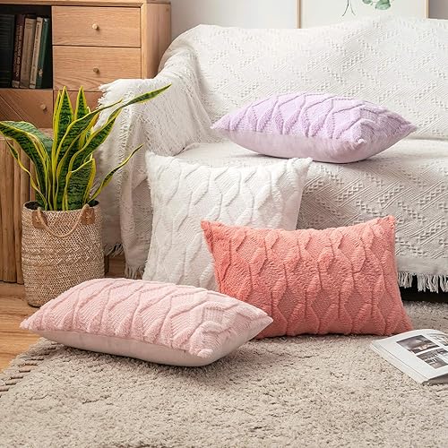 Miniatura 4 de MIULEE Juego de 2 fundas de almohada color rojo coral con rellenos de almohada de 18 x 18 pulgadas