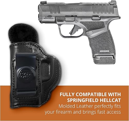 Miniatura 5 de PH - Funda de cuero genuino para pistola Springfield Hellcat - Funda táctica de cuero Iwb para pistola Springfield Hellcat - Funda oculta de cuero -