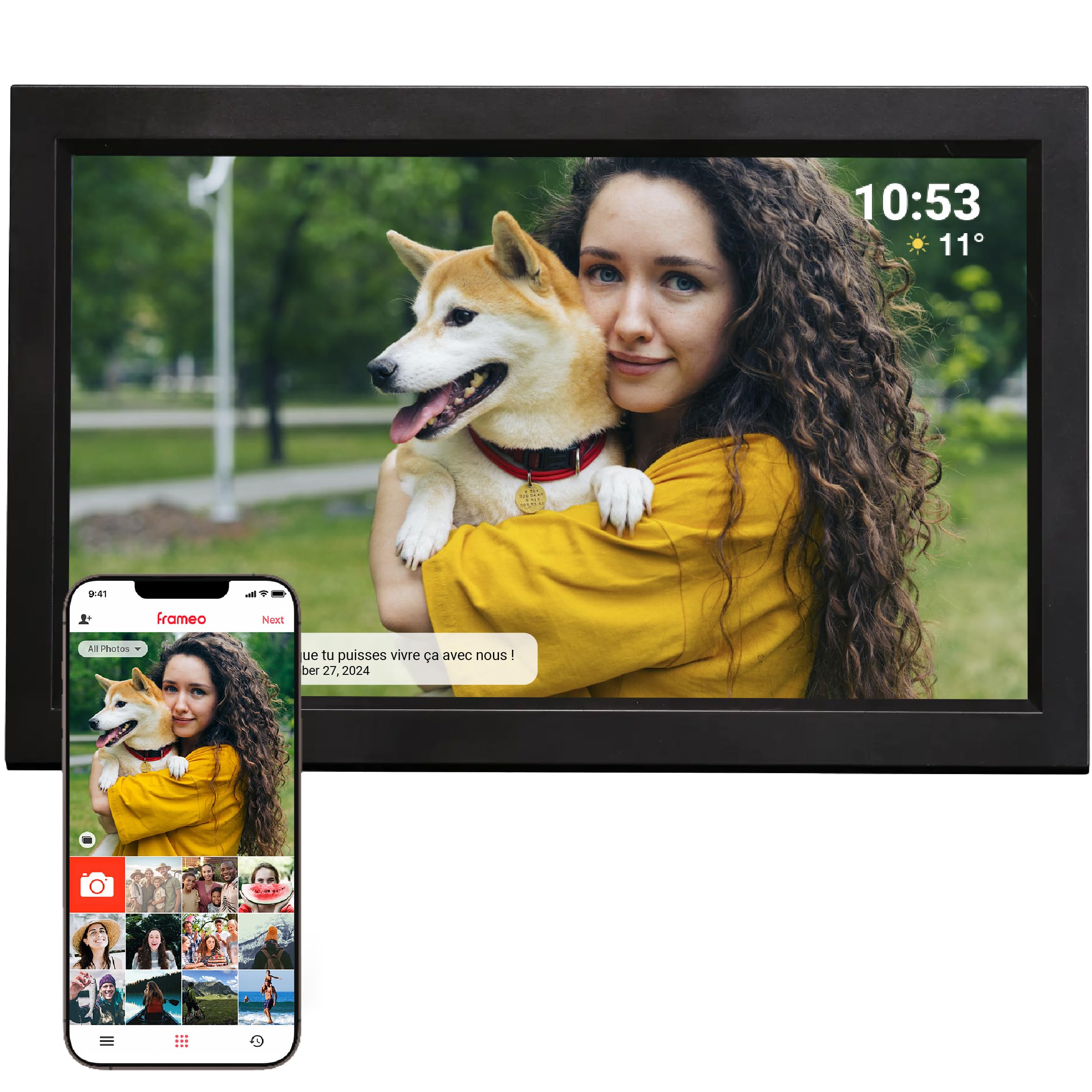 Denver PFF-1503B Cadre Photo numérique Wi-FI FRAMEO 15,6 Pouces Full HD, écran Tactile IPS 1920 x 1080, mémoire 16 Go, Finition Noire