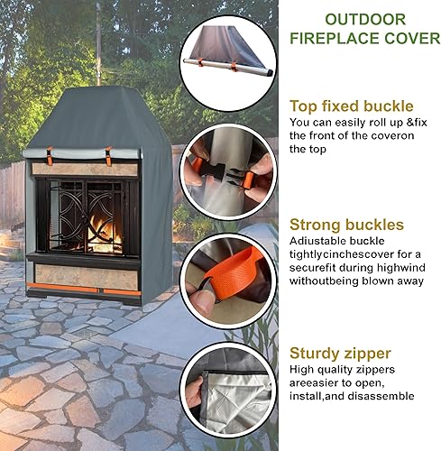 Miniatura 4 de Funda para chimenea al aire libre, tela Oxford resistente al agua para proteger el patio vertical al aire libre, cubiertas de chimenea de leña, 36 x