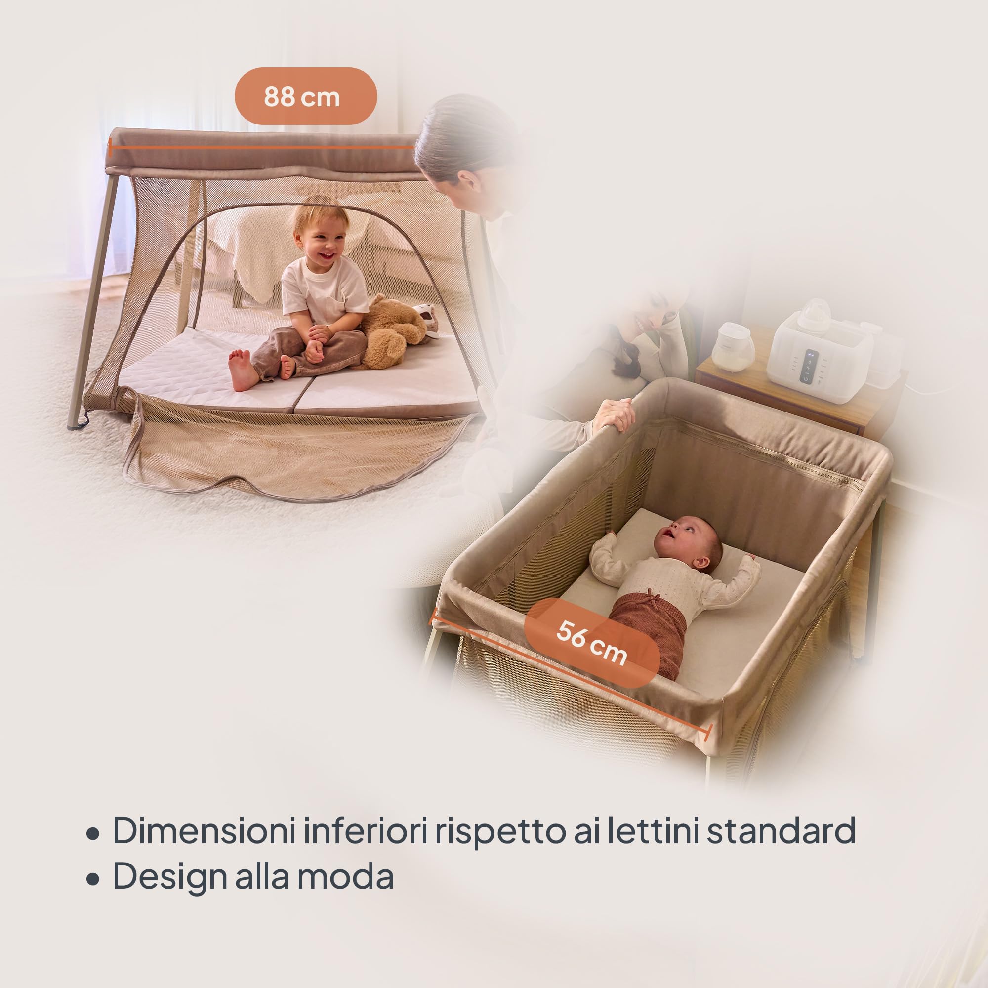 lionelo Alice Lettino da Viaggio 3 in 1 – Culla Co-Sleeping e Box Gioco in rete 104×70 cm da 0 a 15 kg con Materasso in Schiuma, 2 Livelli, Compatto, Pieghevole, Entrata Laterale, Borsa da Viaggio