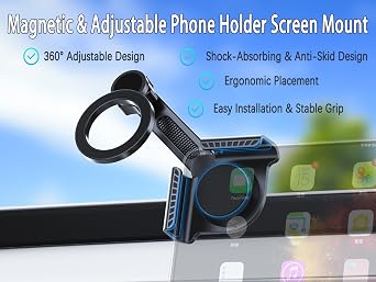 Magnetic Phone Holders for Tesla Model 3/Y/Juniper a Accessories, 360 Degree Rotation Tesla Phone Holder Screen Mount Fit for iPhone 17 16 15 14 13 Phones with Magnetic Ring