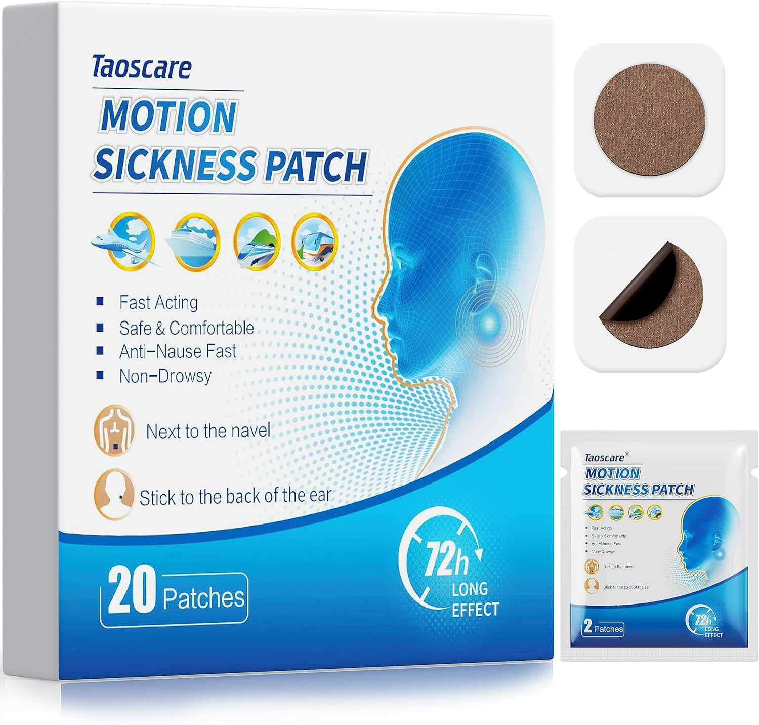 Taoscare Motion Sickness Patches, Sea Sickness Patch for
