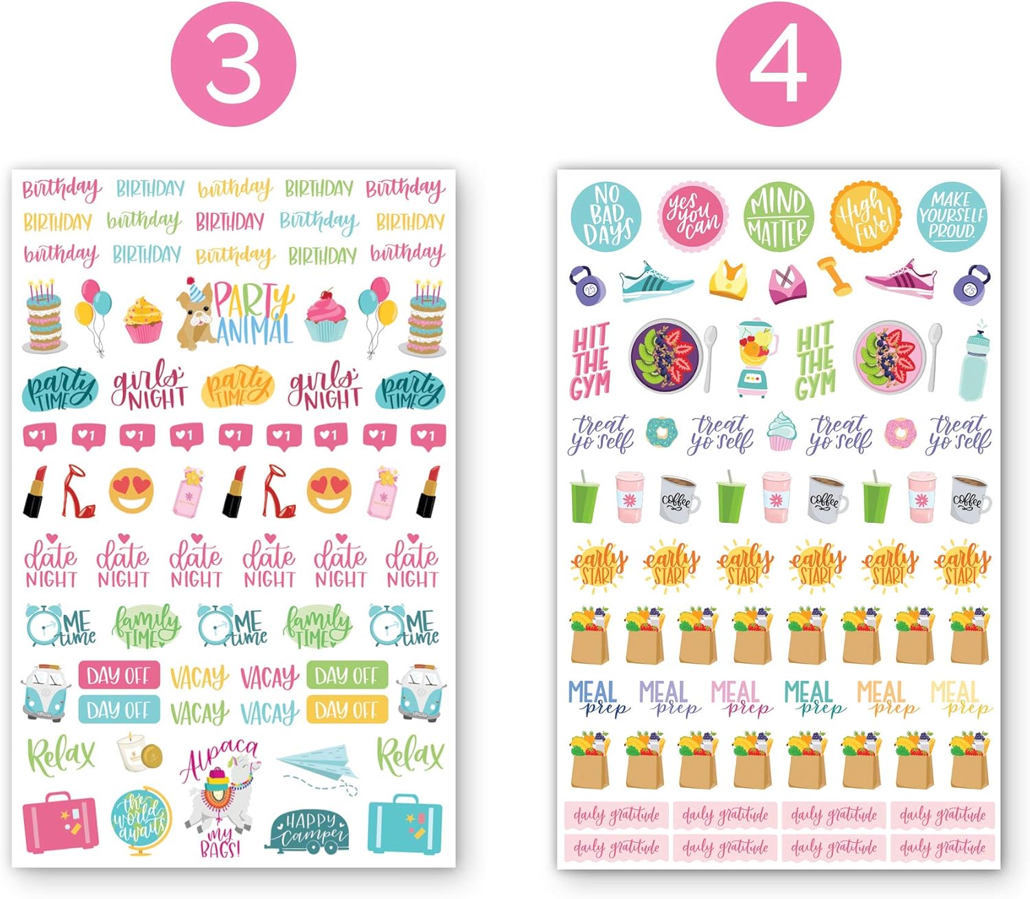 bloom daily planners Productivity Stickers - Variety Sticker Pack - Six Sticker Sheets Per Pack! : Office Products