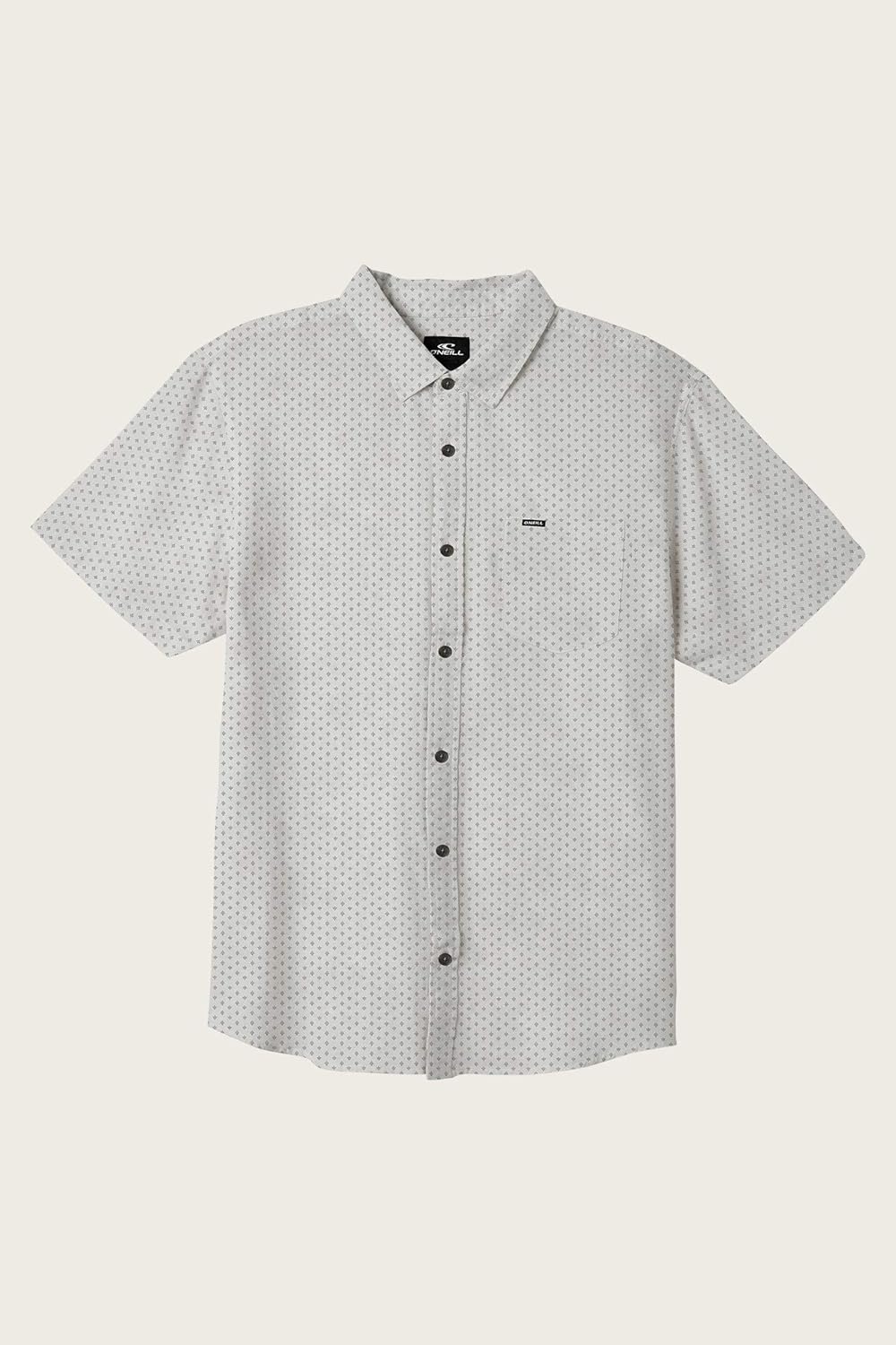 O'NEILL Mens Standard Fit Short Sleeve Button-Up Shirt - Casual Button Down Shirt with Collar and Chest Pocket,Fog 2 | Tame,XL
