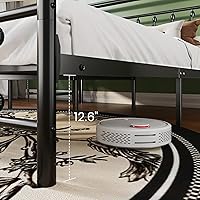 Vista 6 de SHA CERLIN Base de cama de plataforma de metal tamaño Queen con cabecera y pie de cama de hierro forjado estilo victoriano, fácil montaje