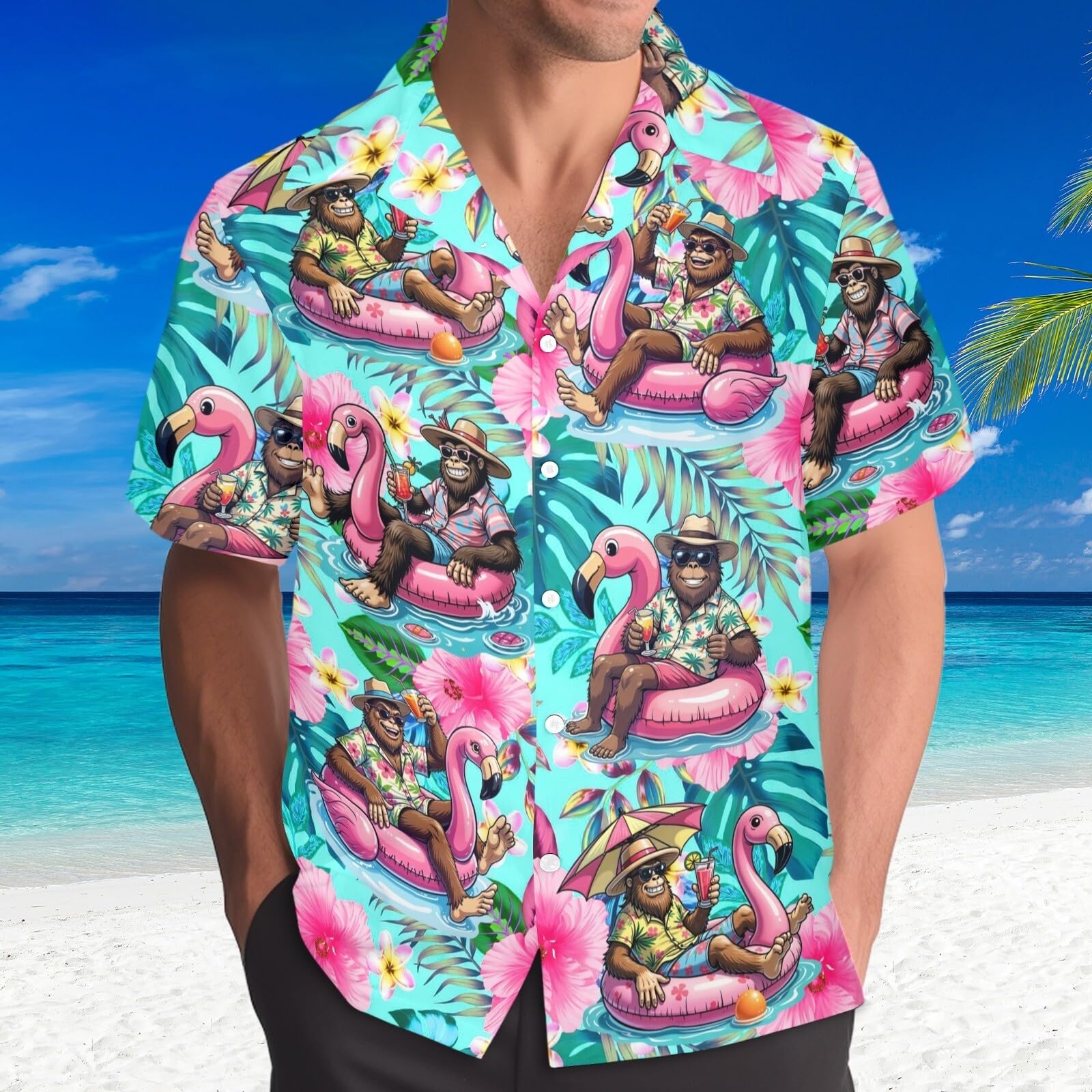 Camisas Hawaianas para Hombre, Camisa Informal con Botones, Manga Corta, Aloha Divertida, con Botones, Ropa para Hombres