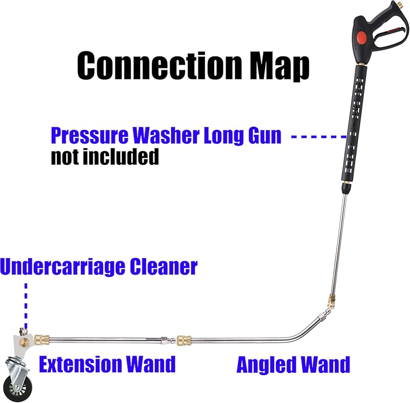 M MINGLE Pressure Washer Undercarriage Cleaner, Under Car Wash, with 45 Degree Angled Wand 13 Inch