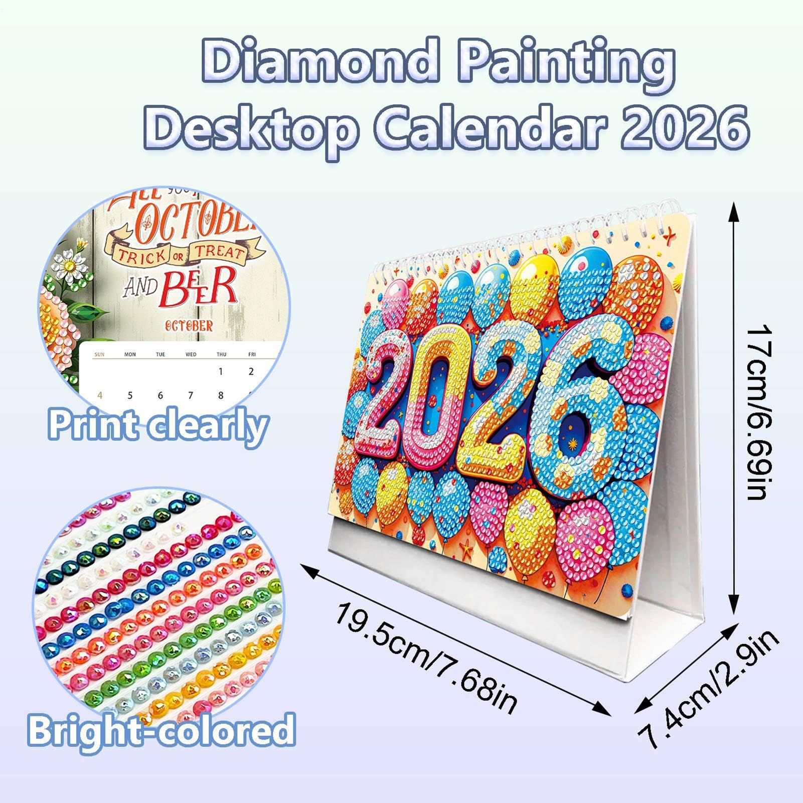 Calendario da Tavolo 2026 Planner Mensile e Decorazione Casa | Calendario da Tavolo Strass Art 2026 Planner per Scrivania per Ufficio, Scuola, Insegnante, Studente, Famiglia, Natale