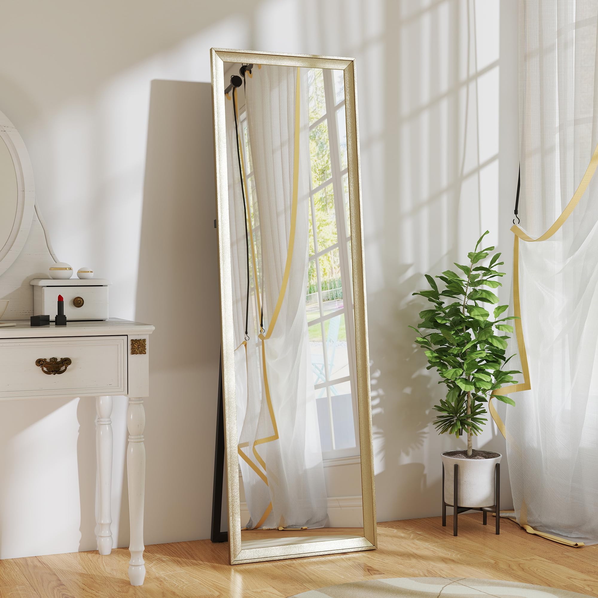 HOMCOM Ganzkörperspiegel 160 x 50 cm – Gold Metallicrahmen