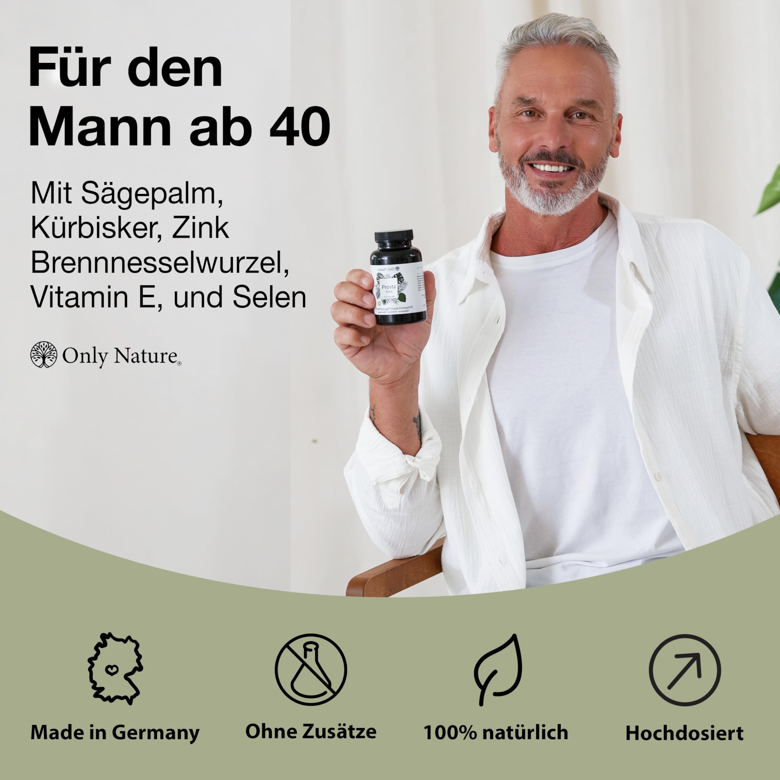 Prosta Kapseln Hochdosiert - Einzigartige Zusammensetzung aus Kürbiskernextrakt, Sägepalmenextrakt, Brennnesselwurzel und Vitamin E - In Deutschland produziert & Laborgeprüft - 120 Prostata Kapseln