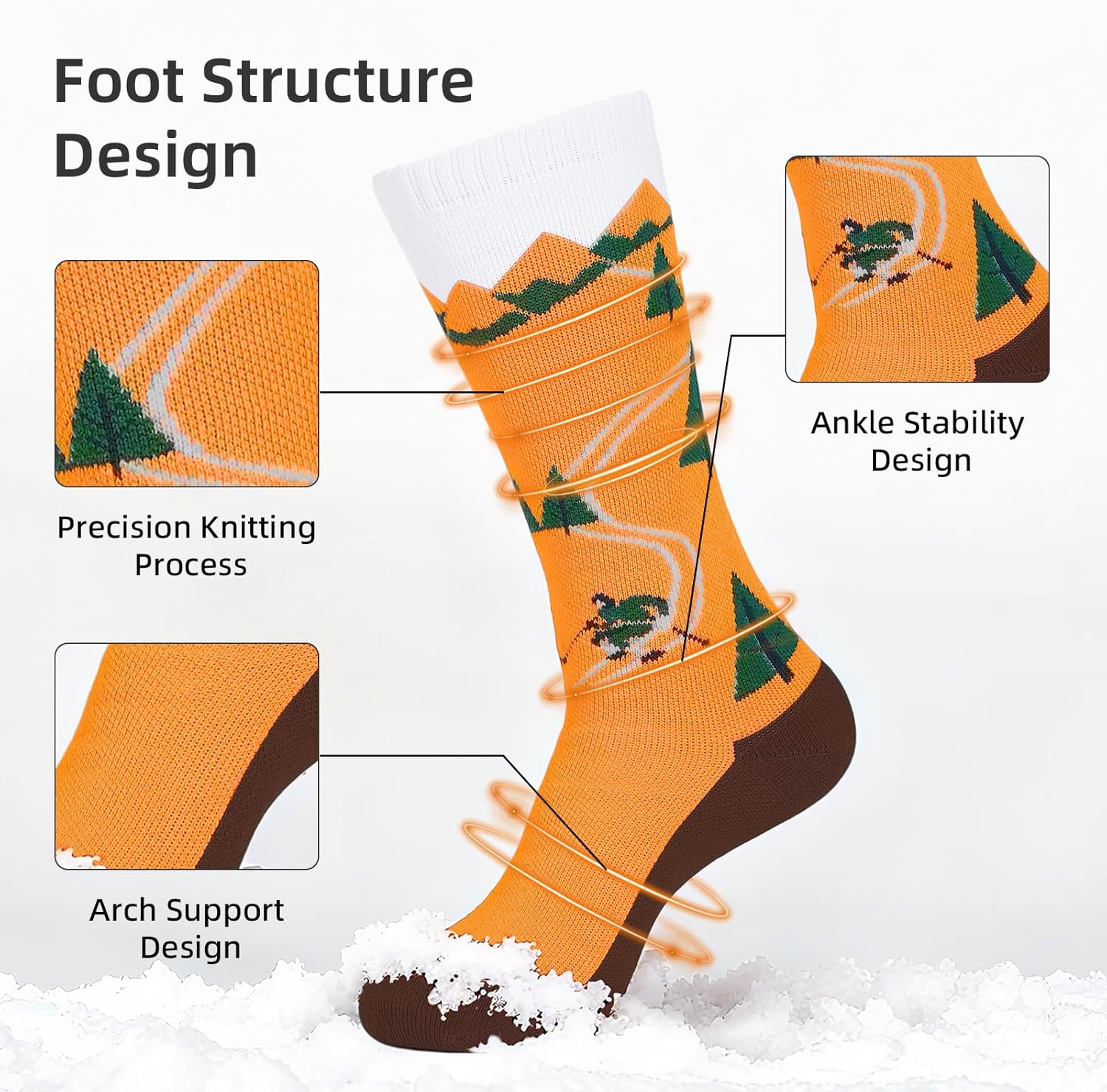 Merino Wool Kids Ski Socks Thermal Thick Warm Snowboarding Socks for Boys & Girls for Skiing (Age 7-12) 3 Pairs - Image 3