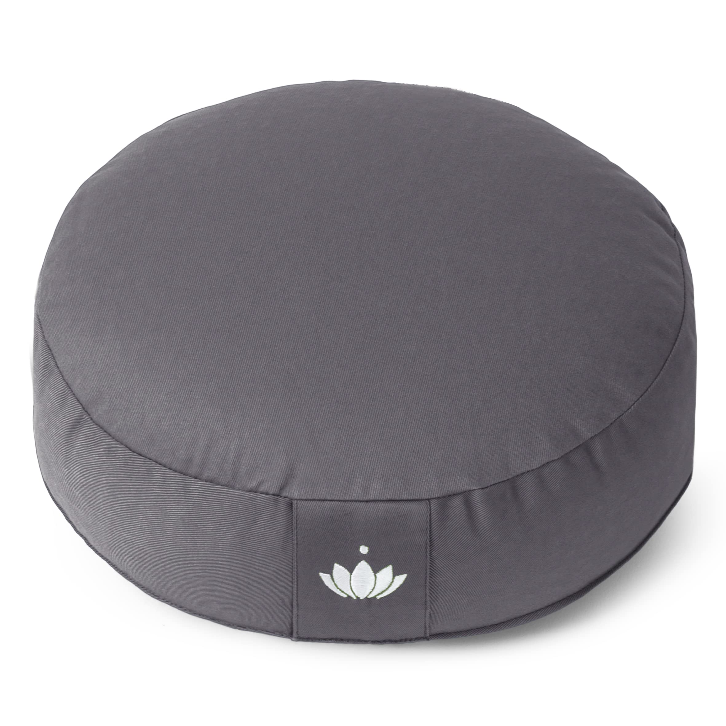 Lotuscrafts Coussin de méditation, Hauteur d'assise 10 cm, modèle Lotus Rond, Coussin de Yoga, Yoga Bolster, Housse en Coton Lavable, Rembourrage d'épeautre, Certifié GOTS