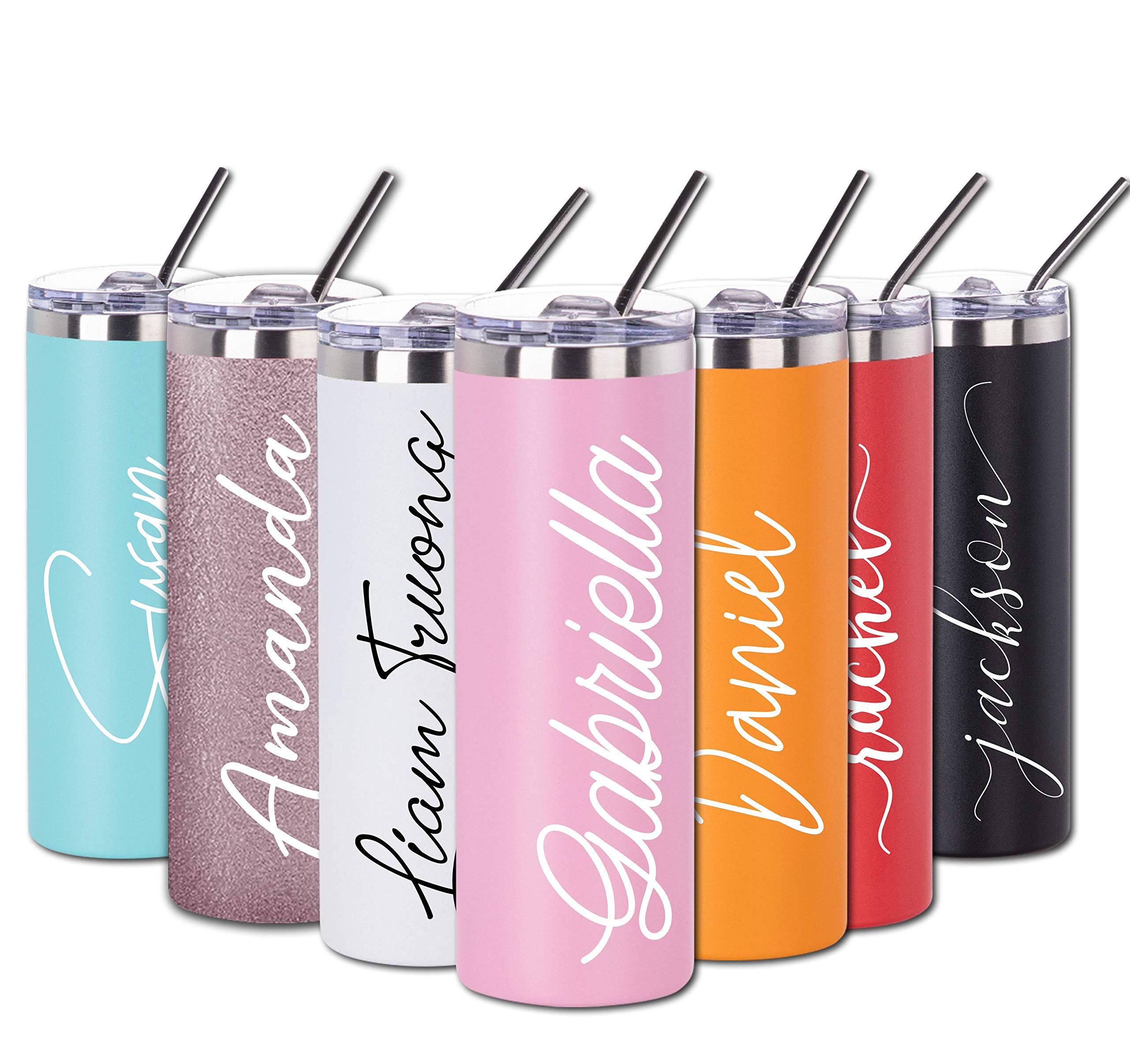 Stuhrling BottleStuhrling Bottle Stainless Steel Tumbler with Straw and Lid 20oz Personalized Tumbler Insulated Coffee Mug Tumbler Double Wall Vacuum Skinny Travel Mug (Pink)