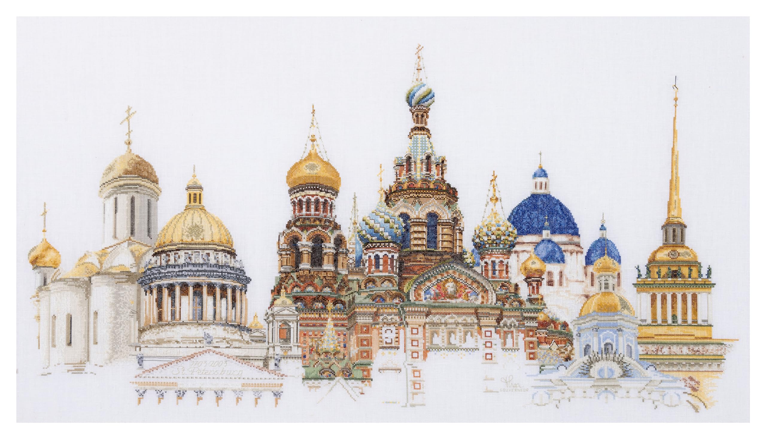 Thea Gouverneur - Counted Cross Stitch Kit - St. Petersburg - Aida - 18 Count - Embroidery Kit for Adults - DMC Embroidery Threads and Other Cross Stitch Supplies Included - 430A
