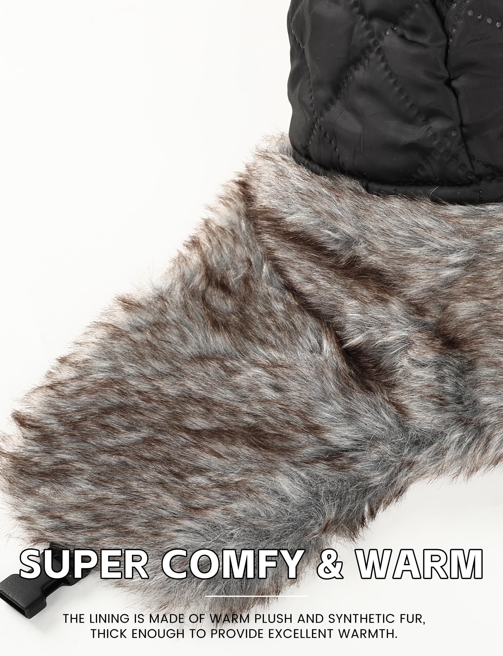 Buauty Fur Trapper Hat for Men Women Winter Windproof Soft Russian Ushanka Hats with Warm Ear Flaps & Removable Mask