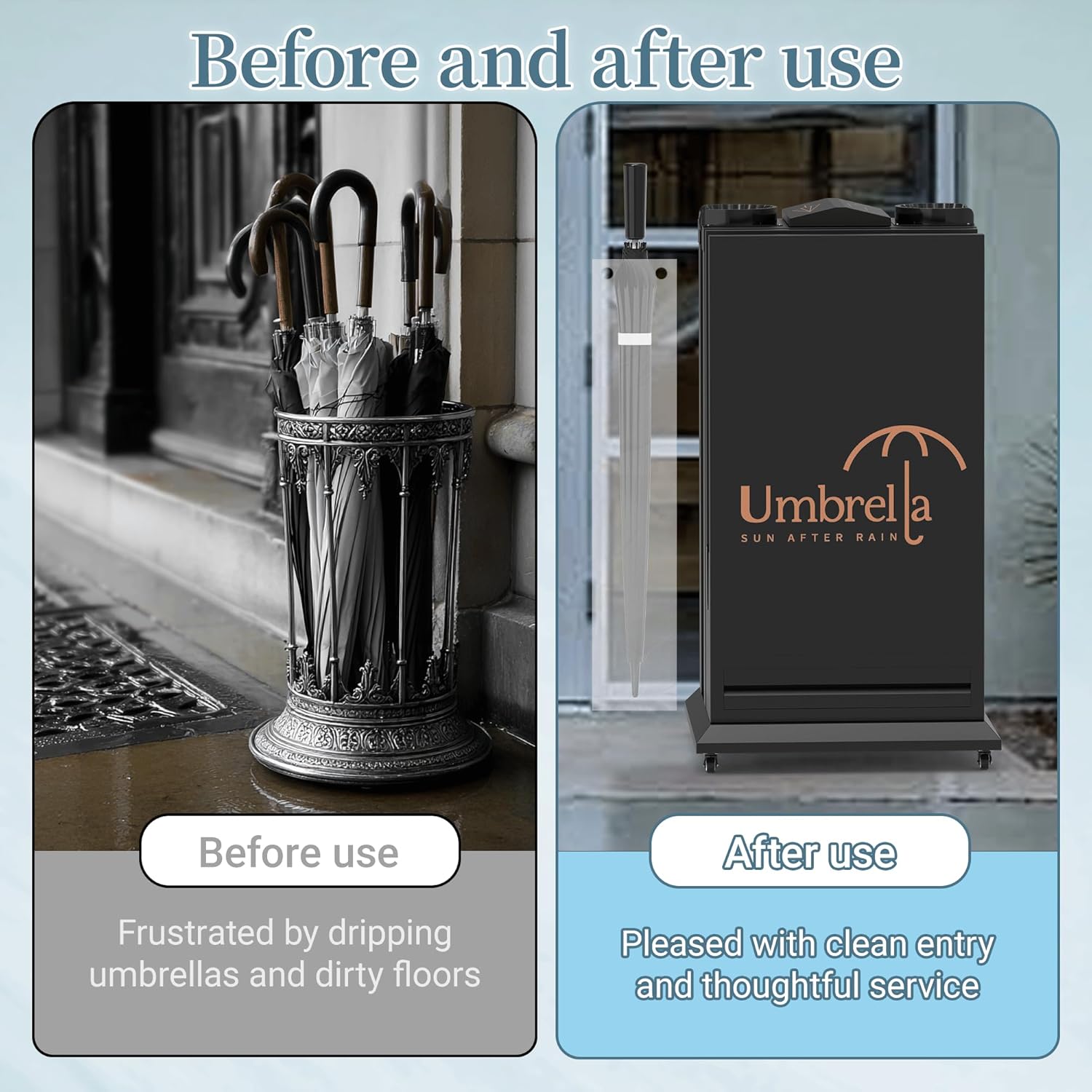Heavy Duty Universal Fit Umbrella Rain Bags 100 Pk. Big Covers for Wet Umbrellas. Large Disposable Clear Plastic Sleeves Keep Church or Lobby Floors Dry. Perfect Refill for Any Bag Stand or Holder.