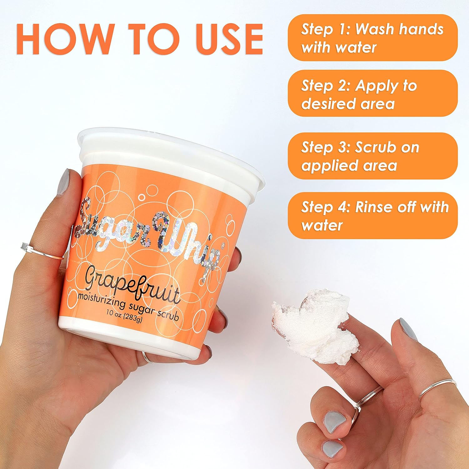 Primal Elements Sugar Scrub, Exfoliating Sugar Whip, Body Cleanser & Moisturizer, Grapefruit, 10 oz Package