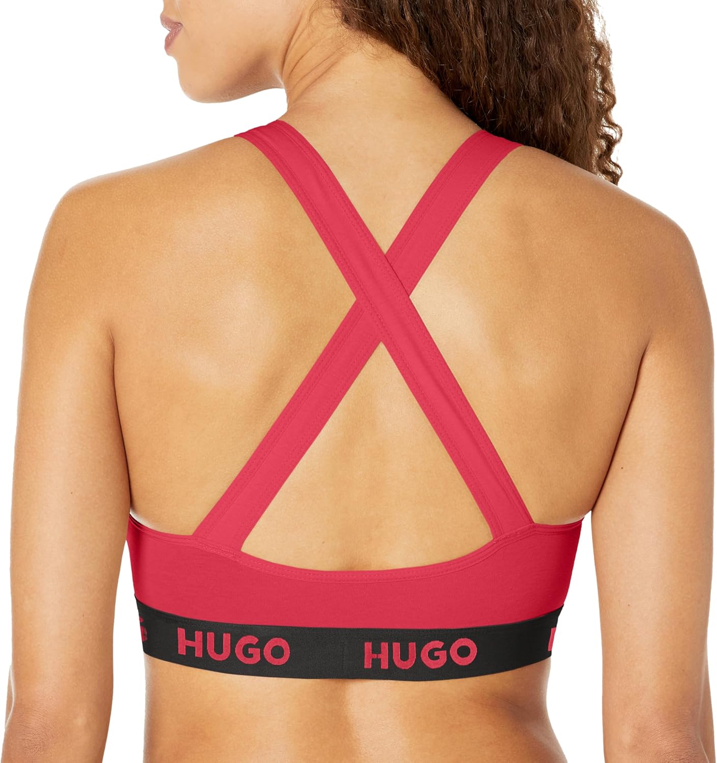 Hugo Womens Bold Logo Cotton Stretch Padded Bralette - Image 2