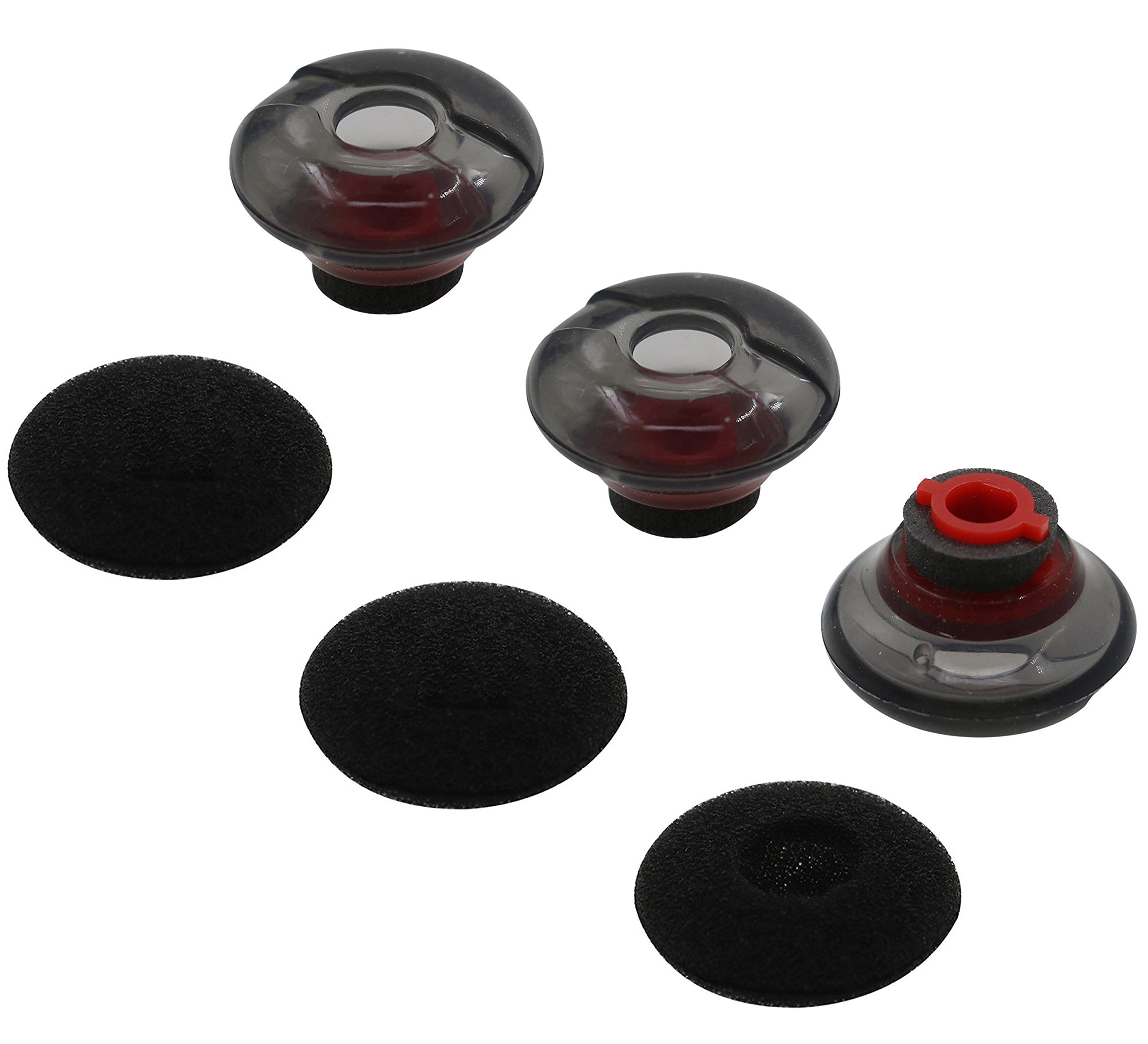 ALXCD Gel Eartips for Voyager 5200 Headset, S/M/L 3 Pcs Soft Gel Ear Tips & 3 Pcs Foam Cover Tips, Fit for Headset Voyager 5200 (Black/Red-L)
