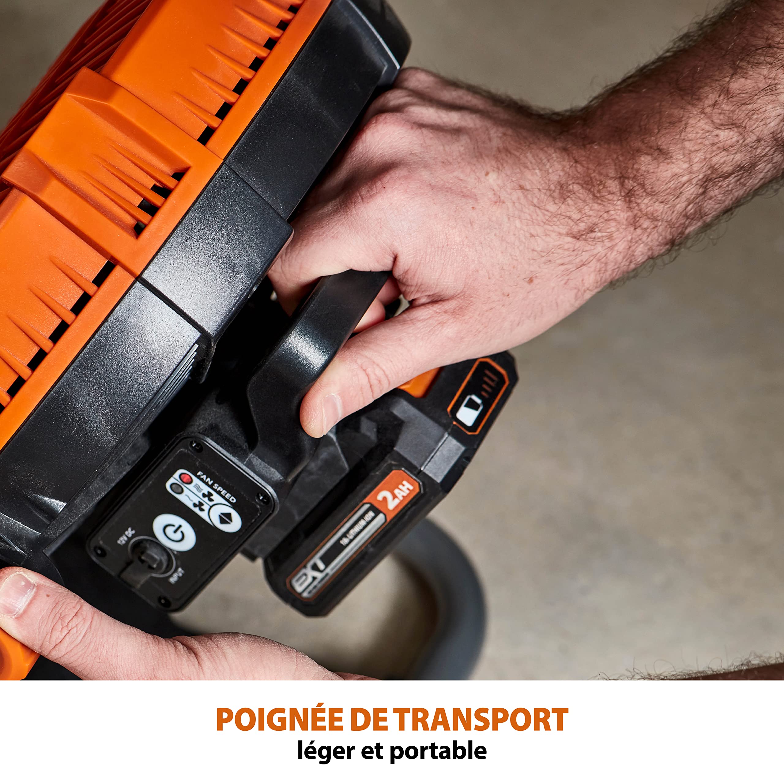 Evolution Power Tools R240FAN-Li 240 mm - Ventilateur de travail portable sans fil - Rafraîchissement silencieux, compact, puissant? rotation réglable à 360⁰, 18 v Li-Ion. Batterie non incluse.