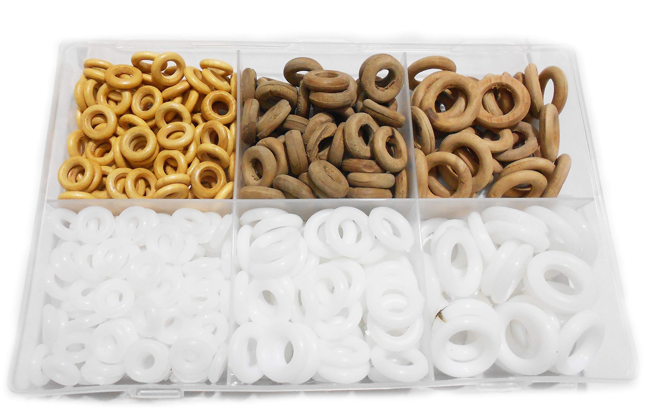 150 Pcs Wooden & Plastic Rings in Different Sizes for Jewellery Jhumka Making, Art & Craft Kit with Organizer Box.
