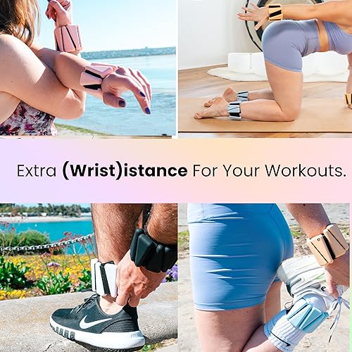 Miniatura 4 de OmWeights pesas de muñeca y tobillo para mujeres y hombres, eleva tus entrenamientos con brazaletes pesados, pesas de tobillo para cardio, yoga y