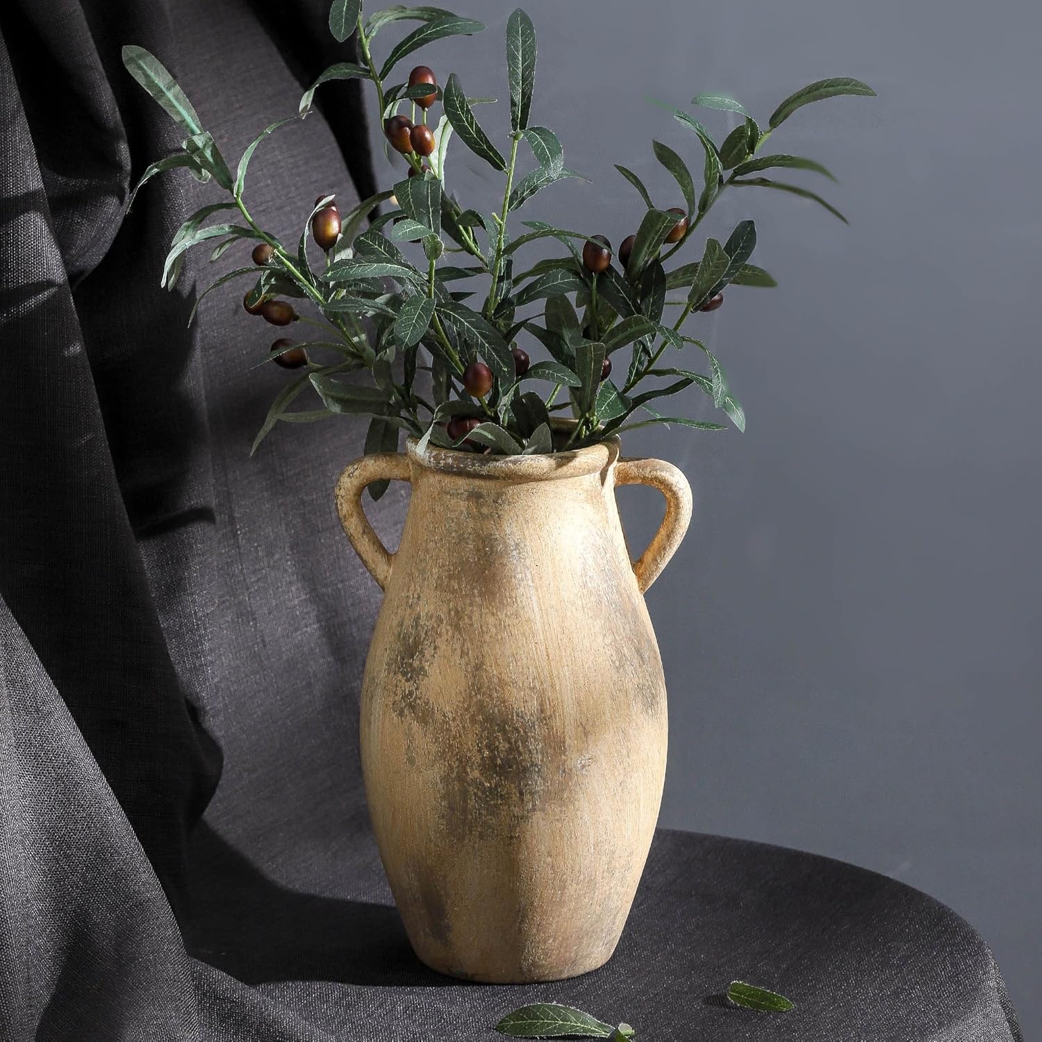 Large Ceramic Vase,11.3 inch Tall Farmhouse Flower Vase with 2 Handles, Terracotta Decorative Flower Vase for Home Decor, Living Room Entryway Table Centerpiece Decor - Image 6