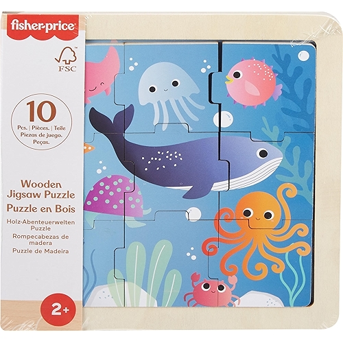 Fisher-Price Mini quebra-cabeças de madeira inclui 1 puzzle com 9 peças fáceis de conectar...