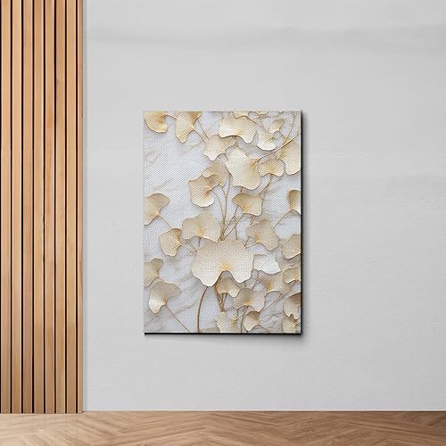 Miniatura 7 de Original Ginkgo biloba Print On Canvas, Modern Textured Gold Wall Art, Abstract Gold Leaves Print, Living room Wall Decor, Modern Art Print, Arts