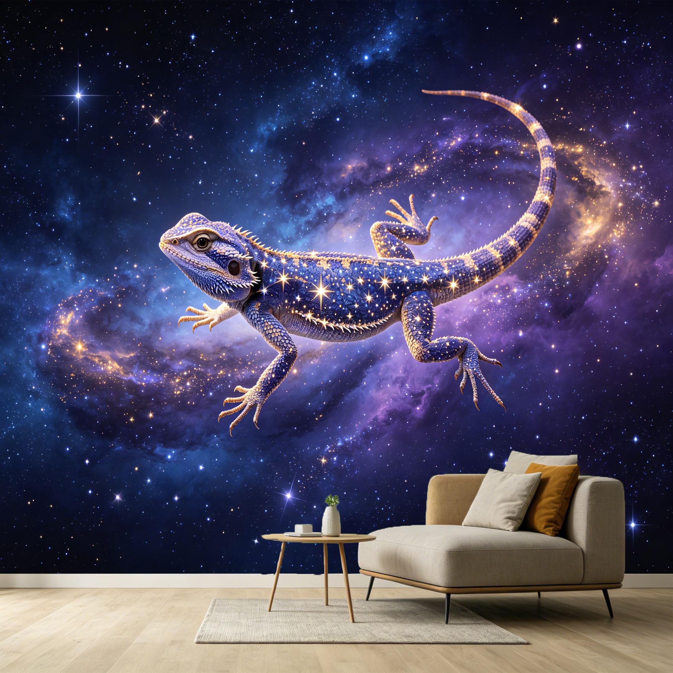 Custom Size Wall Murals Abstract Cosmic Bearded Dragon Nebula Galaxy Stars SelfAdhesive Wall Fabric Removable Large Wallpaper for Photo Living Room