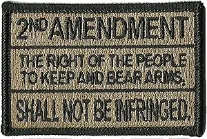 Gadsden and Culpeper 2nd Amendment Tactical Patch - 1 x Coyote Tan, Rectangular, Text-based, Political, Sew-on, 2 x 3 inches