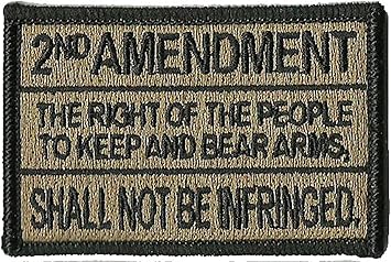 Gadsden and Culpeper 2nd Amendment Tactical Patch - 1 x Coyote Tan, Rectangular, Text-based, Political, Sew-on, 2 x 3 inches