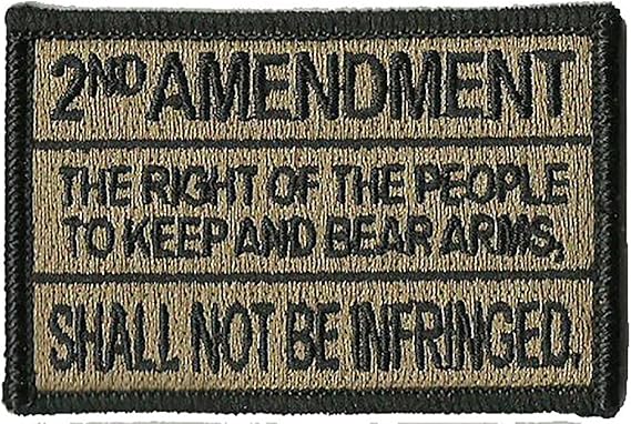 Gadsden and Culpeper 2nd Amendment Tactical Patch - 1 x Coyote Tan, Rectangular, Text-based, Political, Sew-on, 2 x 3 inches
