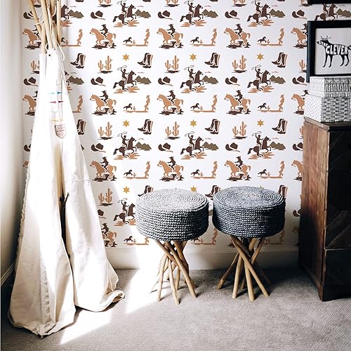 Miniatura 6 de FINGERINSPIRE Plantilla temática de vaquero occidental de 11.8 x 11.8 pulgadas, plantillas de pintura de caballos de vaqueros, botas de cactus,