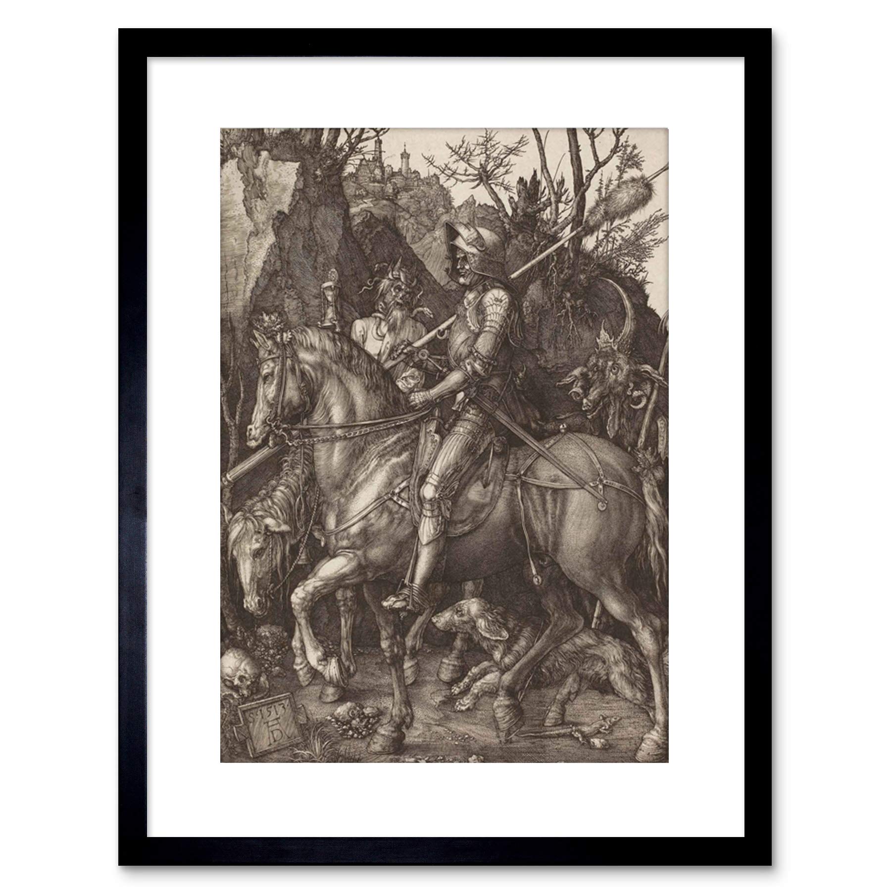 Wee Blue Coo Painting Albrecht Durer Knight Death Devil Old Master Framed Print F97X2655